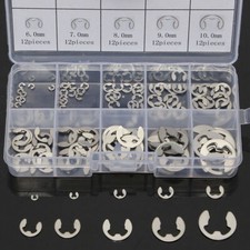 120Pcs 304 Stainles Steel E-Clip Retaining Circlip Assortment Kit 1.5mm to 10mm