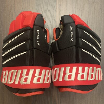 Warrior Alpha QX4 13  Hockey Gloves, Black and Red - Used