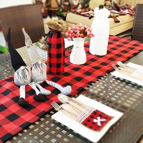 Karierten Tisch Rot Und Schwarz Plaid Tisch Runner Rot Schwarz Tisch - Bild 6 von 12