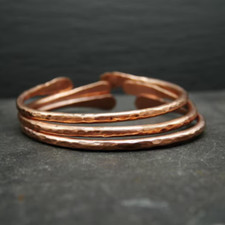 Set Of 3 Pc Pure Copper Bangles, Women Bracelet Cuff, Healing Bangles, Hammer