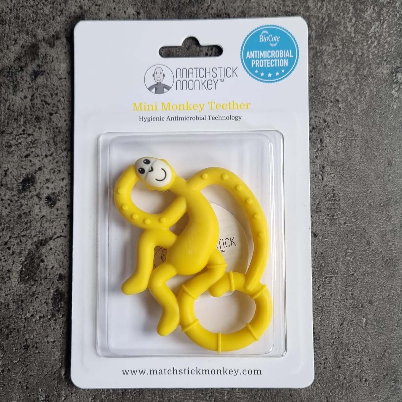 Matchstick Monkey Mini Scimmia Massaggiagengive Giallo Baby Originale Sealed Box