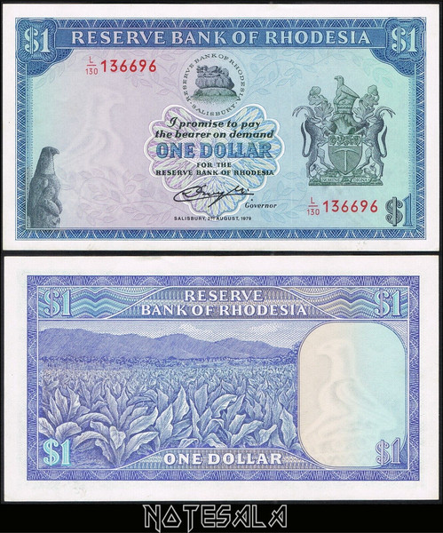 RHODESIA ZIMBABWE 1 DÓLAR 1979 Pick-38a Aunc Acerca de UNC