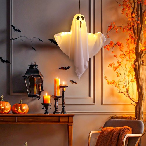Spooky Halloween leuchtende Geist hängende Lichter für Hof Garten Tür Party Deko - Bild 9 von 20