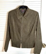 R&K Originals Jacket Zip Subtle Animal Textured Design Size 12 Women EUC