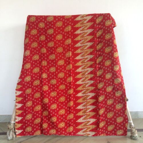 Indian Handmade Vintage Quilt Kantha Bedspread Throw Cotton Blanket Ralli Gudari - Picture 16 of 19