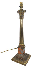 Heavy Vintage Antique Brass Lamp Base with Plug