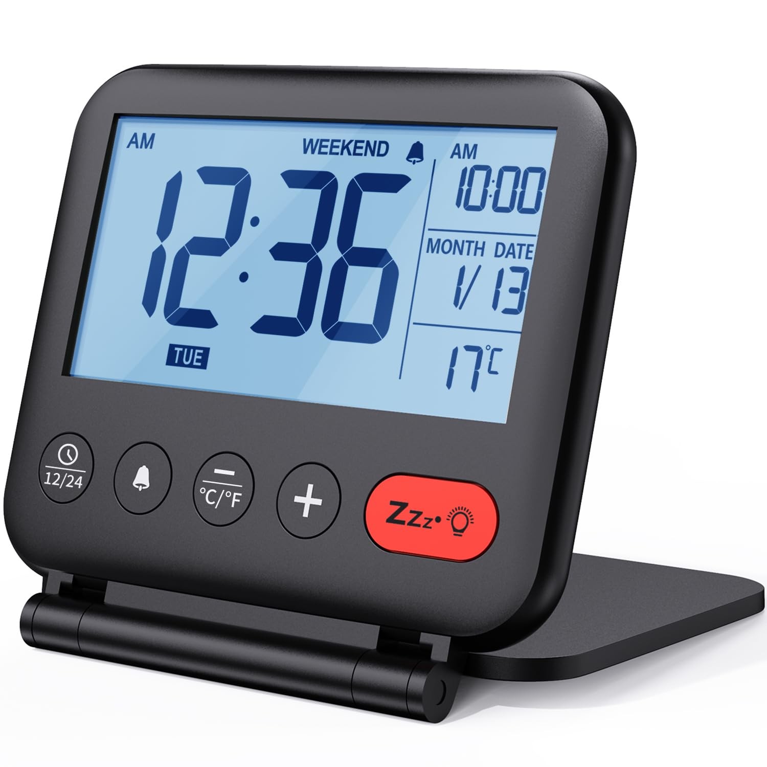 Digital Travel Alarm Clock For Bedroom Office Small Lcd Desk Clock With Backlig