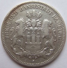 Coin Kaiserreich 2 Mark Hansestadt Hamburg 1883 J In Very Fine