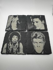 David Bowie Jimi Hendrix John Lennon Elvis Presley Slate Coaster Set Unique
