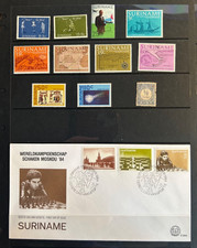Stamps of Suriname- Collection of unmounted mint stamps and First Day Covers