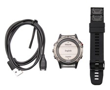 Garmin Fenix 5 - 47mm Stainless Slate gray w/ Black Band  READ 