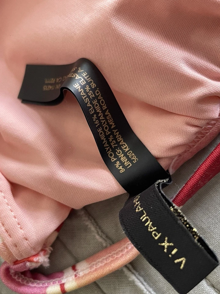 Traje de baño ViX de Paula Hermanny a rayas espalda en T bikini top talla pequeña rojo rosa blanco Foto 4 de 4