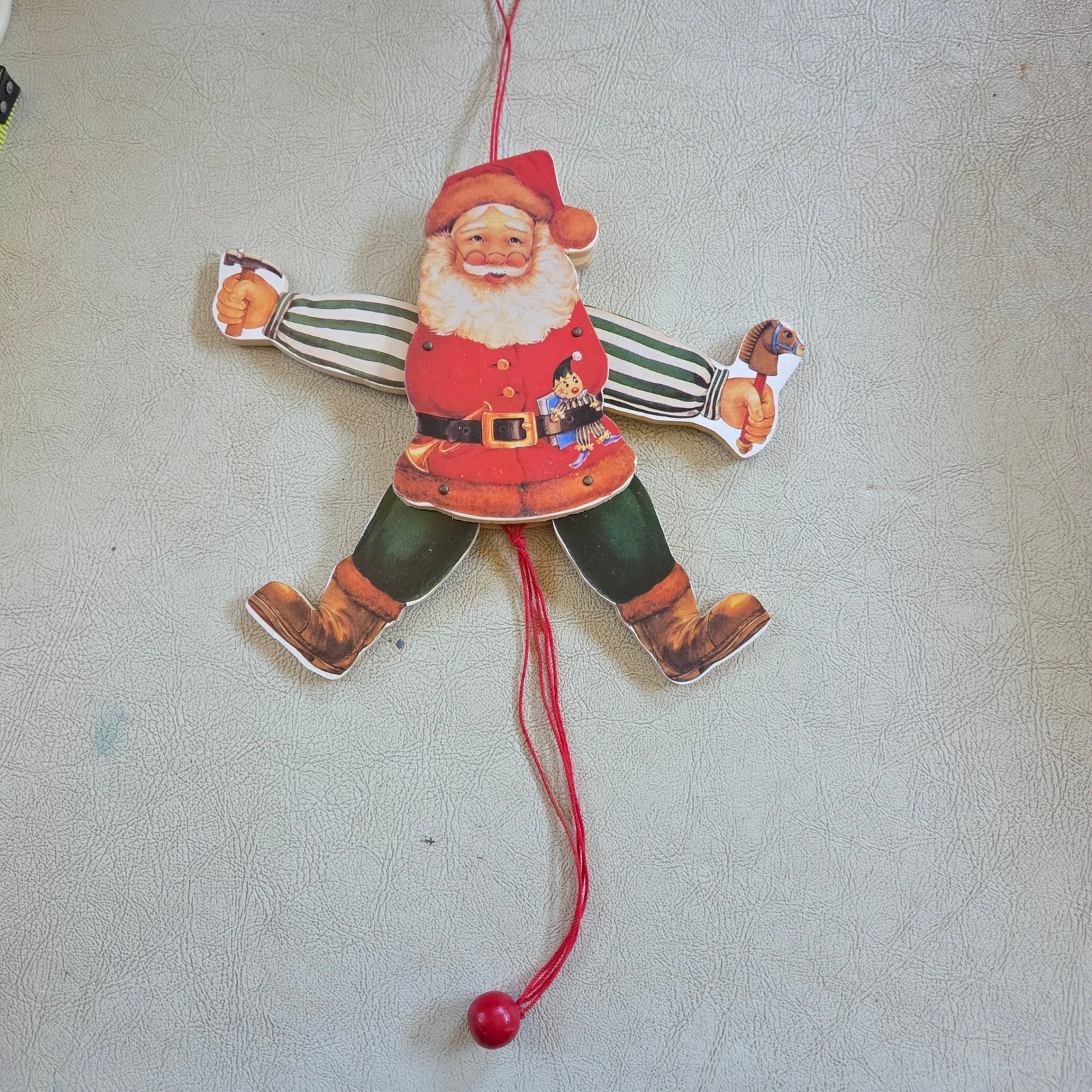 Vintage Santa Claus Pull String Toy Christmas Holiday Decoration Ornament