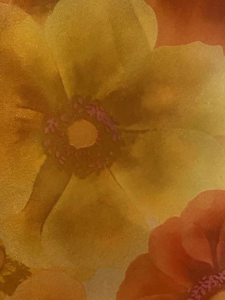 Orange sheer floral fabric 34” x 60 wide - Image 2 of 3
