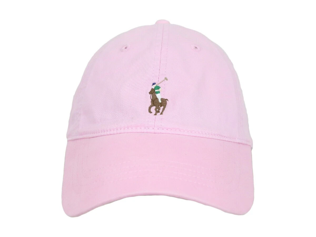 Polo Ralph Lauren Adjustable Baseball Cap Hat with Pony, Leather Strap - Pink -