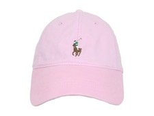Polo Ralph Lauren Adjustable Baseball Cap Hat with Pony, Leather Strap - Pink -