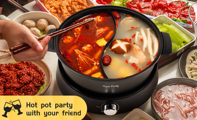 Food Party Separable Dual Sided Hotpot - Open Box - Hot Pot FPJ204  - Korean Bbq