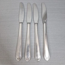 Vintage 1847 Rogers Bros Lovelace Silverplate Flatware 4 Dinner Knives Floral