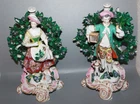 PAIR EDME SAMSON CHELSEA GOLD ANCHOR LARGE BOCAGE LADY & GENT FIGURES