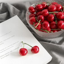 Artificial Red Cherries Fake Fruit Simulation Realistic Model Decor 20 Pcs