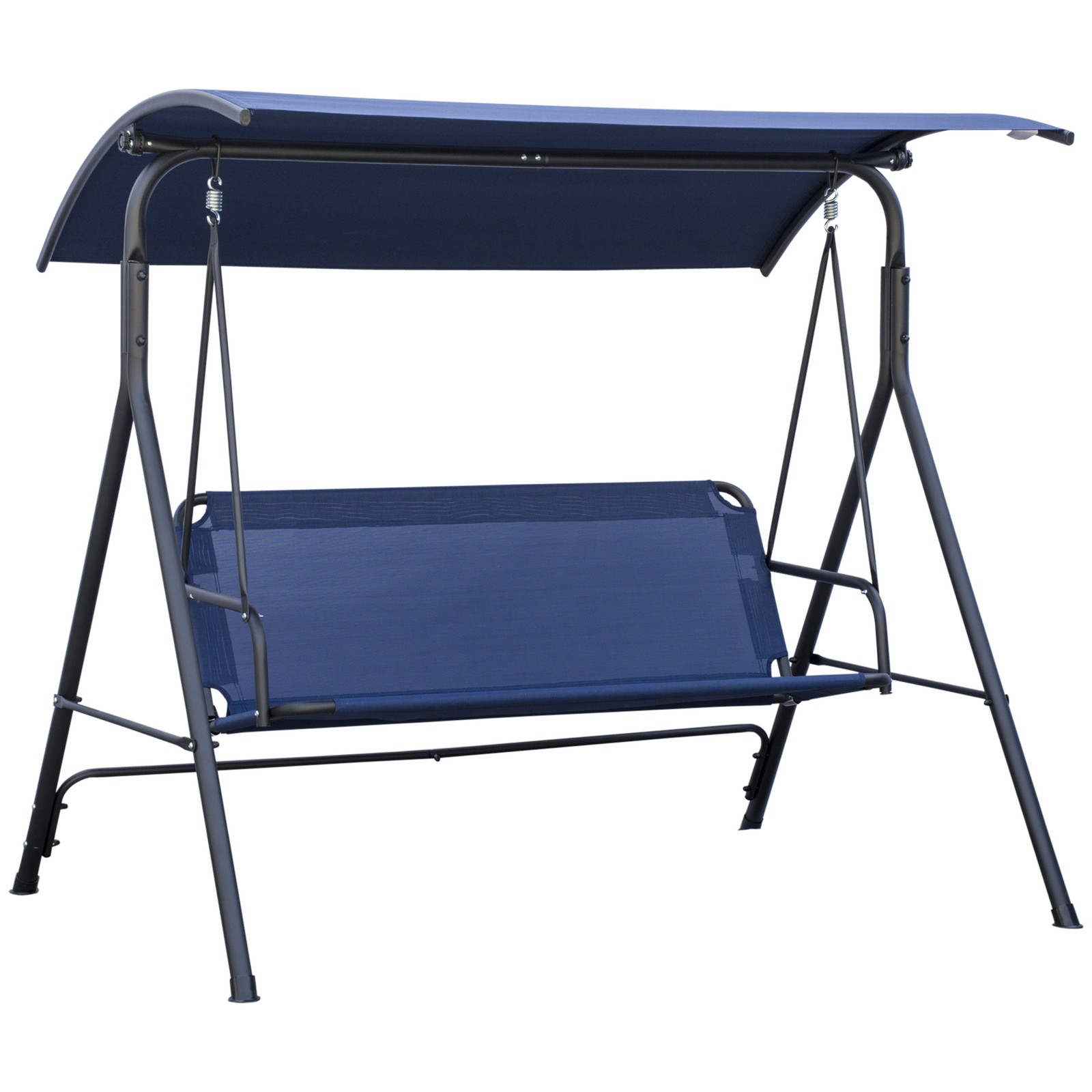 3-Person Porch Swing Bench with Stand & Adjustable Canopy, A
