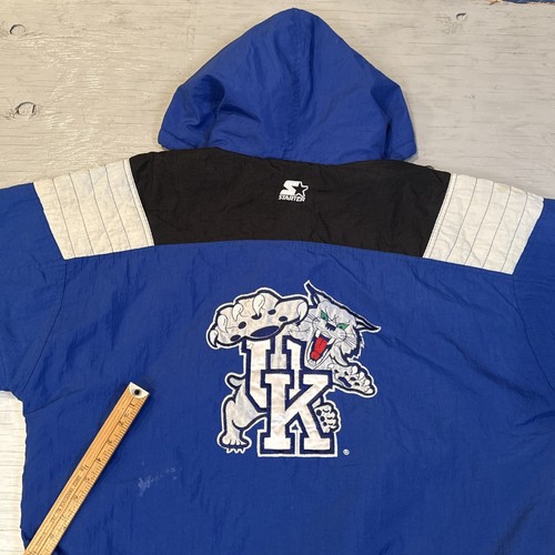 Chaqueta con Capucha Pullover Vintage Años 90 NCAA Starter Kentucky Wildcats 1/2 Cremallera Talla XL - Imagen 20 de 24