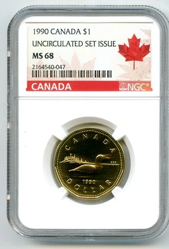 1990 $1 CANADA LOON DOLLAR NGC MS68 UNCIRCULATED LOONIE COIN SCARCE HIGH GRADE