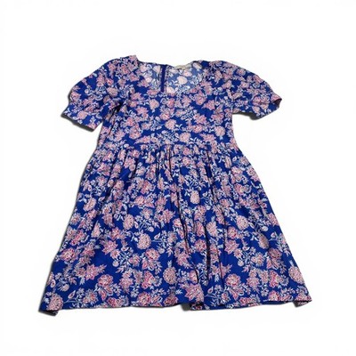 LOFT Babydoll Swing Dress Floral Puff Short Sleeve Lightweight Comfy Back Zip 10
