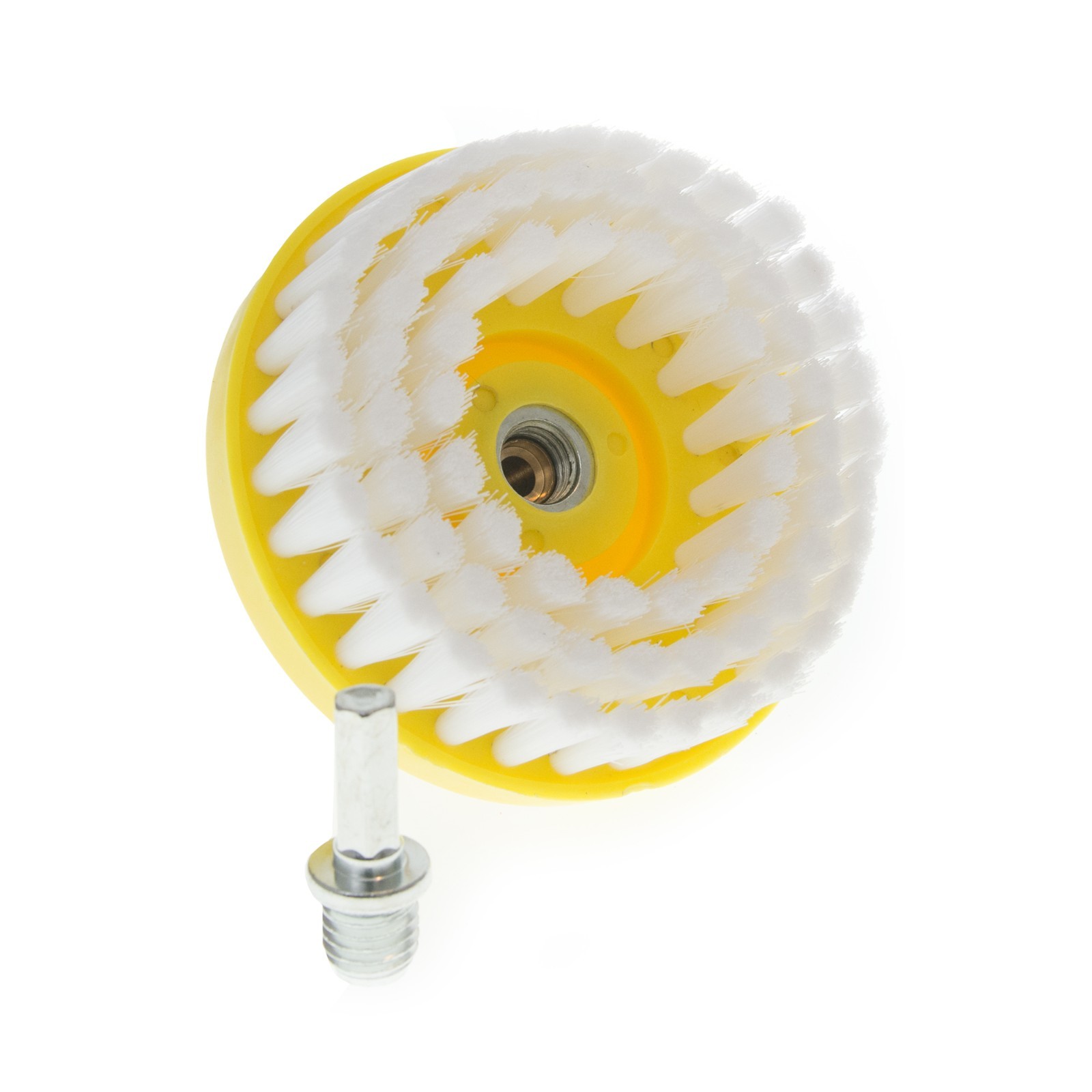 Martin Cox Heavy Duty 4inch Yel/White Soft Drill Attach Carpet Brush 100mm