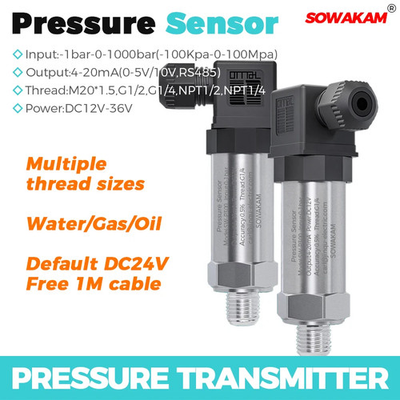 #ad 4 20mA WaterGas Oil Liquid Pressure Sensor 1 0 1000bar 24VDC Vacuum Transmitter $91.94