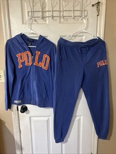 Vtg Ralph Lauren Polo Blue Track Sweatsuit Fleece Youth Xl/Adult Small To Med 67