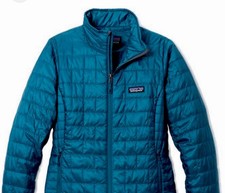 Patagonia Nano Puff Brick Quilt Jacket Teal Blue Green Kids XL 14 Full Zip Pocke