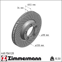 Zimmermann 460.1561.20 Bremsscheibe FüR Porsche 911 718 Cayman 718 Boxster 997
