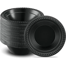 12oz Disposable Plastic Bowls Black 100 Pack Microwave Safe Durable Soup Bowls