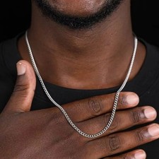 Mens Boys Curb Chain 18"-26" 3mm Stainless Steel Silver Cuban Necklace UK
