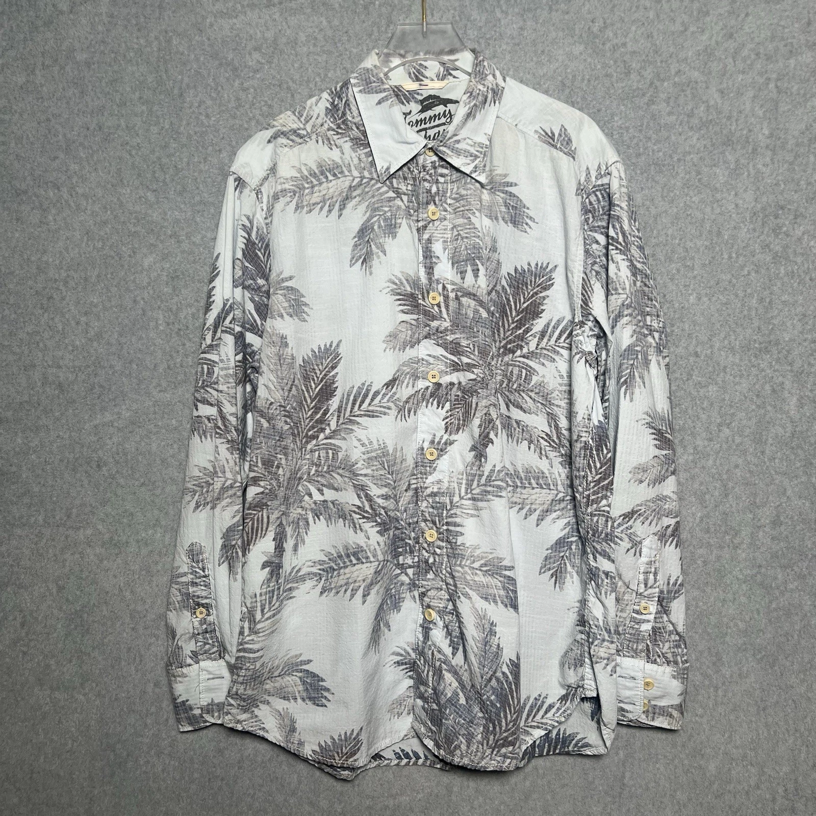 Tommy Bahama Mens Palm Tree Button Down Shirt Long Sleeve Beachwear Sz M