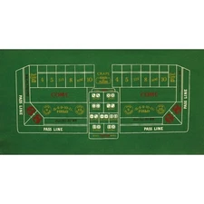Craps Felt Layout - 36" x 72" - Table Top Casino Game Mat Cover