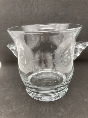 Princess House #6190A Crystal Heritage Ice Bucket Etched Glass Floral Design