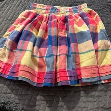 Abercrombie Fitch Kids Plaid Smocked Waist Skirt Size L Girls Rainbow Check