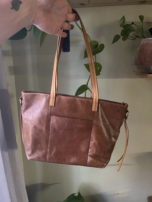 HOBO Bag Tote Purse Satchel Tan Honey Cecily Mini Shoulder Double Handle Leather