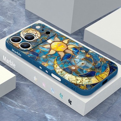 Silikon mit Umhängeband Mond Hülle für iPhone 17 16 Pro Max 15 Pro 14 13 17E 16E