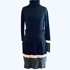 BCX Sweater Dress Women Size L Black And Grey Knit Long Sleeve Lightweight NWT