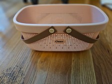 Plastic Storage Basket with Handle Portable Large Pink Shower Caddy Tote