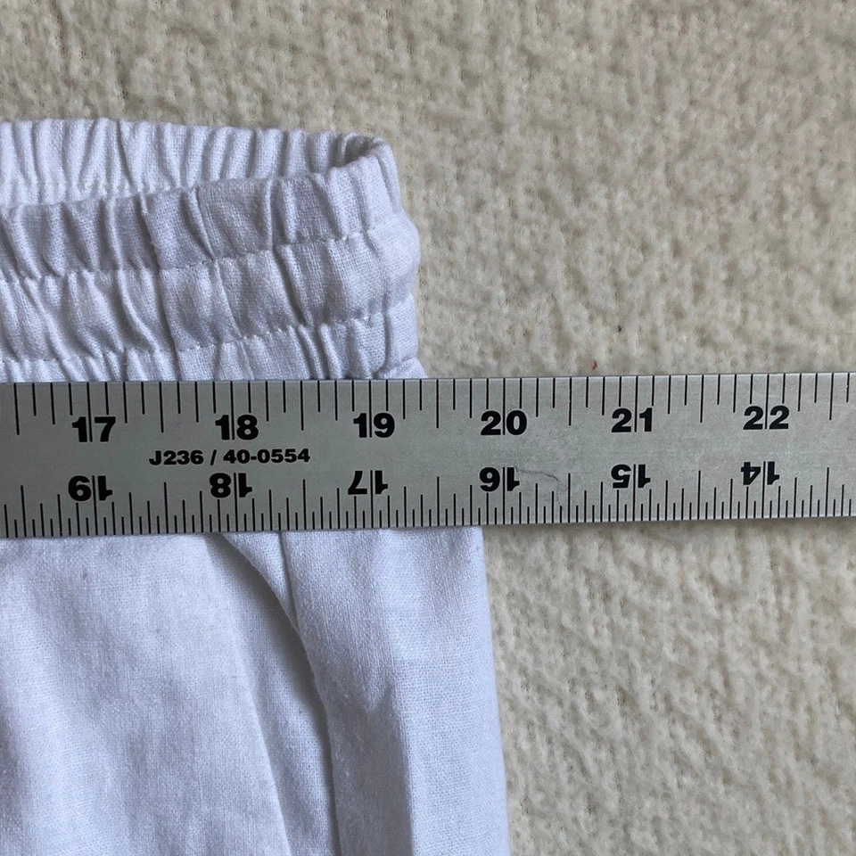 J. Pantalón Crew Blanco Mezcla Lino Delgado Pierna Ancha Cordón Mujer Talla 16 Foto 3 de 4