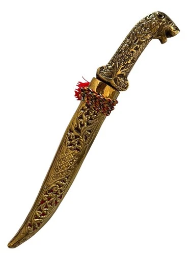 Lion Face Sikh Kripan Golden Finished wedding ceremony engraved Carvings brass