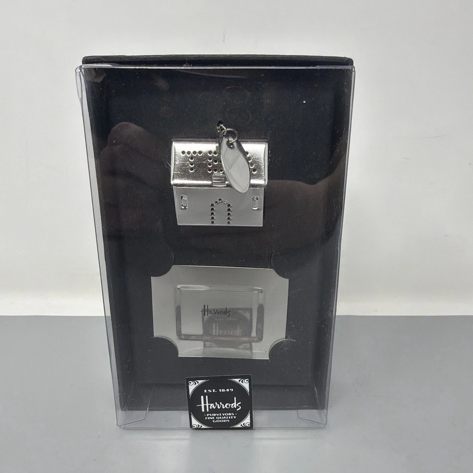 Harrods Silver Tone Tea Infuser & Tray Set Boxed Novelty House Design