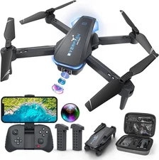 Drone with 1080P Camera for Beginners and Adults, Foldable Remote Control Quadco