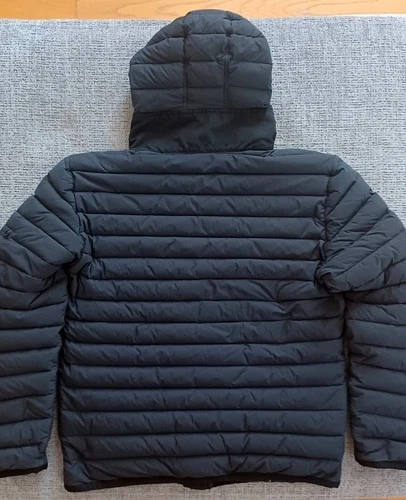 Stone Island Black Loom Woven Down Chambers Stretch Nylon-TC Hooded Jacket Sz L image 2