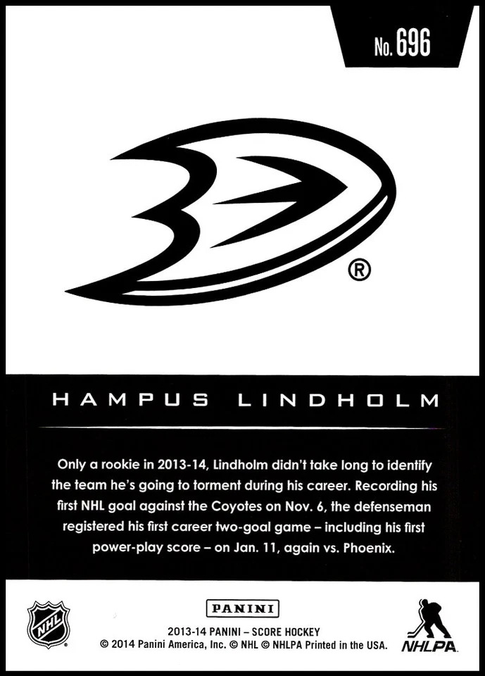 2013-14 Rookie Anthology #696 Hampus Lindholm - RC FREE SHIPPING! - Image 2 of 2