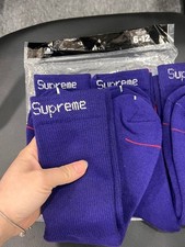 Supreme Purple Crew Socks 4 Pack Cotton Streetwear Unisex NWT